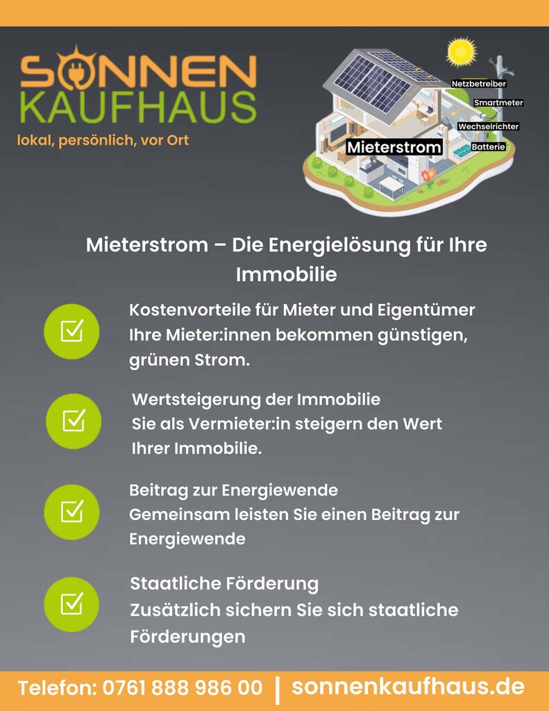 Mieterstrom Modelle für Ihre Immobilie im Kaiserstuhl vom Sonnenkaufhaus Freiburg